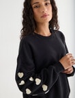 Zest Embroidered Puff Sleeve Sweatshirt, Black product photo View 05 S