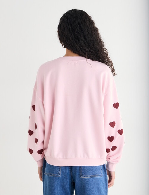 Zest Embroidered Puff Sleeve Sweatshirt, Pink product photo View 02 L