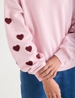 Zest Embroidered Puff Sleeve Sweatshirt, Pink product photo View 05 S