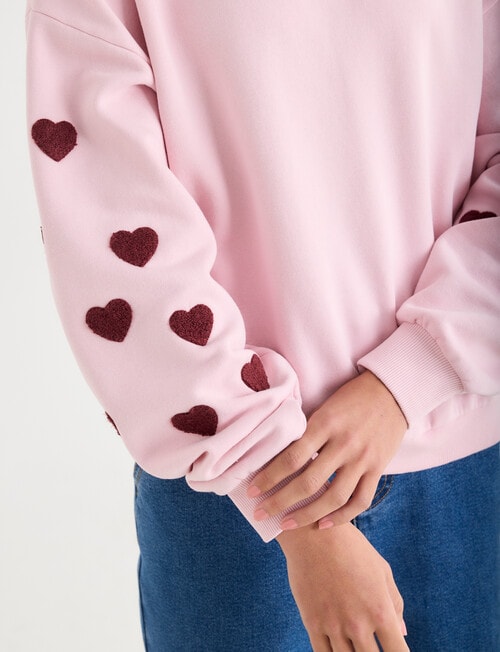 Zest Embroidered Puff Sleeve Sweatshirt, Pink product photo View 05 L