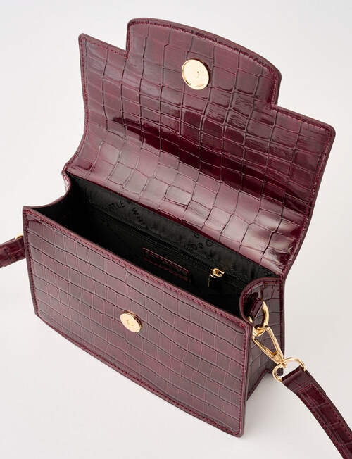 Whistle Textured Patent Crossbody Bag, Cherry Lacquer product photo View 06 L