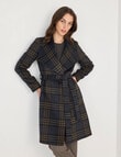 Oliver Black Check Wrap Coat, Navy product photo