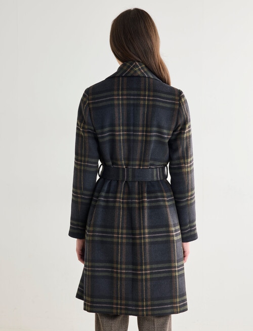 Oliver Black Check Wrap Coat, Navy product photo View 02 L