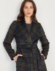 Oliver Black Check Wrap Coat, Navy product photo View 04 S