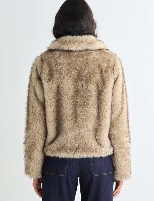 Whistle Faux Fur Zip Up Jacket, Natural product photo View 02 L