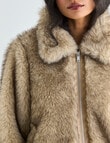 Whistle Faux Fur Zip Up Jacket, Natural product photo View 06 S