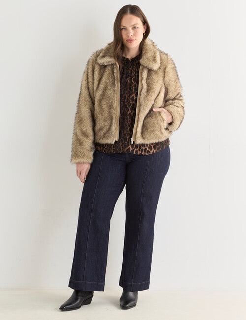 Whistle Faux Fur Zip Up Jacket, Natural product photo View 13 L