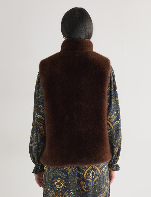 Whistle Faux Fur Gilet, Chocolate product photo View 02 L