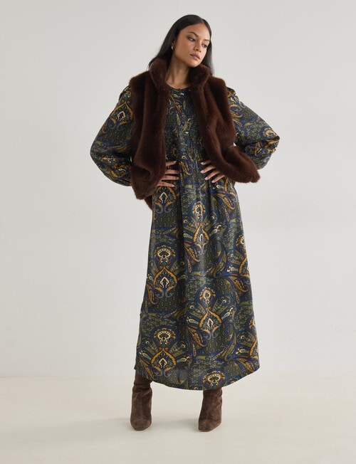 Whistle Faux Fur Gilet, Chocolate product photo View 03 L