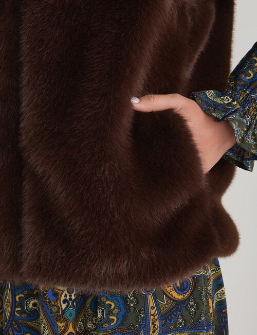 Whistle Faux Fur Gilet, Chocolate product photo View 05 L