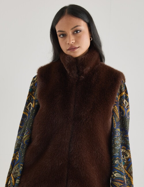 Whistle Faux Fur Gilet, Chocolate product photo View 07 L