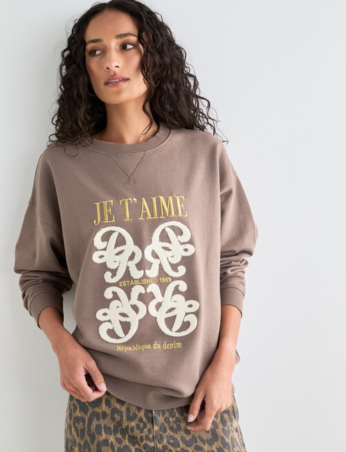 Denim Republic Boucle Sweatshirt, Taupe product photo
