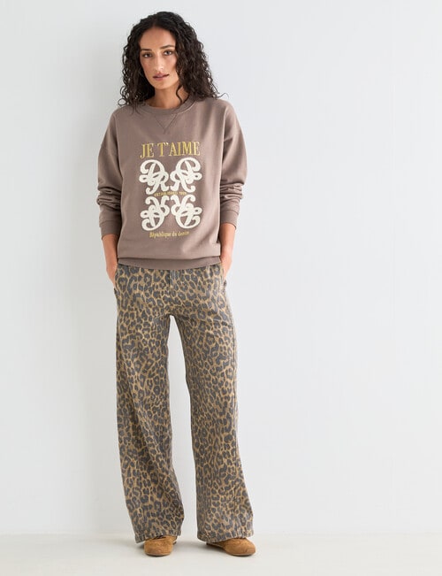 Denim Republic Boucle Sweatshirt, Taupe product photo View 03 L