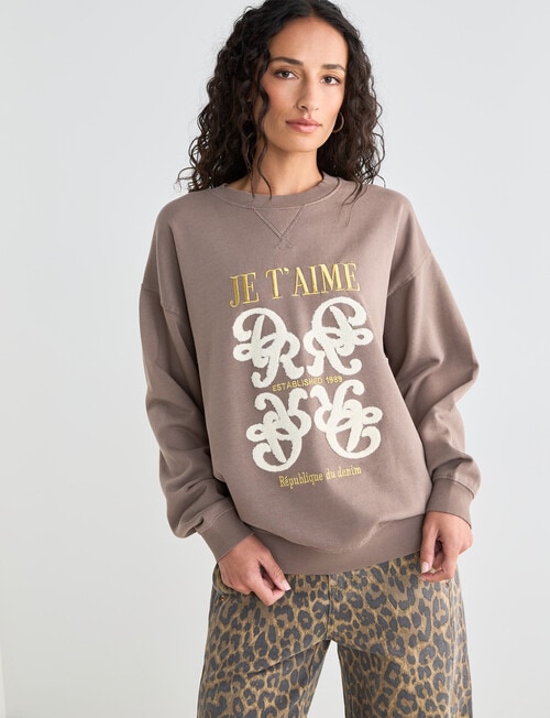 Denim Republic Boucle Sweatshirt, Taupe product photo View 05 L