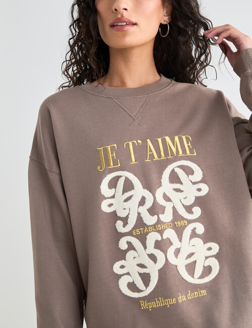 Denim Republic Boucle Sweatshirt, Taupe product photo View 06 L