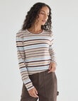 Zest Organic Cotton Long Sleeve Tee, Camel Stripe product photo
