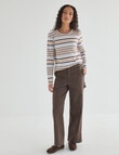 Zest Organic Cotton Long Sleeve Tee, Camel Stripe product photo View 03 S