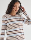 Zest Organic Cotton Long Sleeve Tee, Camel Stripe product photo View 04 S