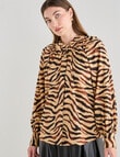 Whistle Long Sleeve Animal Gather Top, Natural & Black product photo