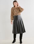 Whistle Long Sleeve Animal Gather Top, Natural & Black product photo View 03 S