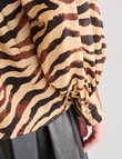 Whistle Long Sleeve Animal Gather Top, Natural & Black product photo View 05 S