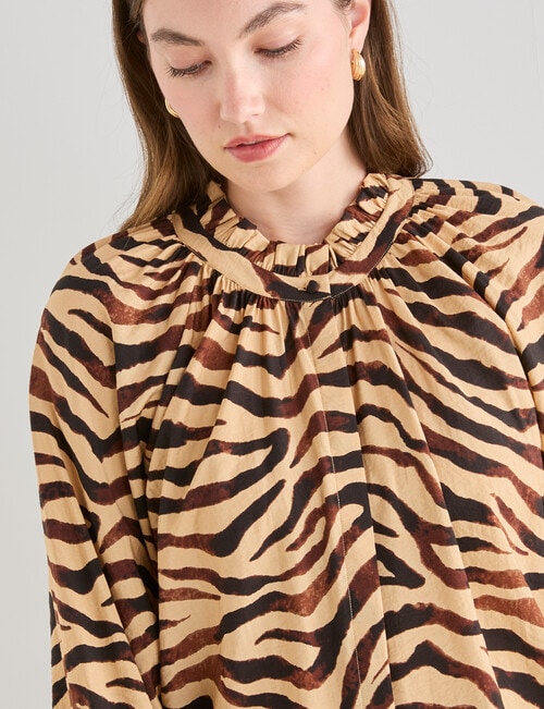 Whistle Long Sleeve Animal Gather Top, Natural & Black product photo View 06 L