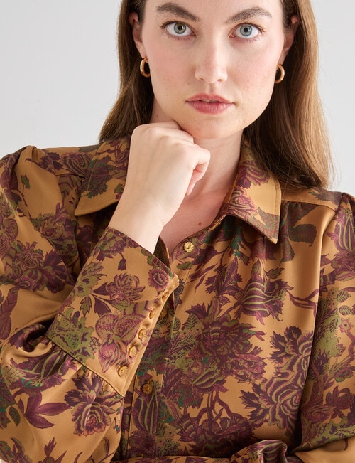 Whistle Satin Paisley Cuff Shirt, Bronze product photo