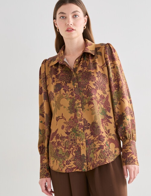 Whistle Satin Paisley Cuff Shirt, Bronze product photo View 06 L