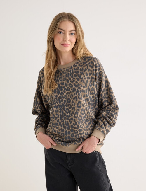Denim Republic Leopard Print Sweatshirt, product photo