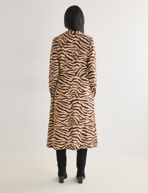 Whistle Long Sleeve Tie Waist Dress, Animal Natural & Black product photo View 02 L