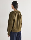 Whistle Broderie Trim Top, Khaki product photo View 02 S