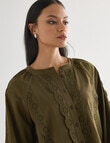 Whistle Broderie Trim Top, Khaki product photo View 04 S