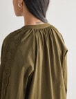 Whistle Broderie Trim Top, Khaki product photo View 06 S
