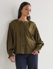 Whistle Broderie Trim Top, Khaki product photo View 07 S
