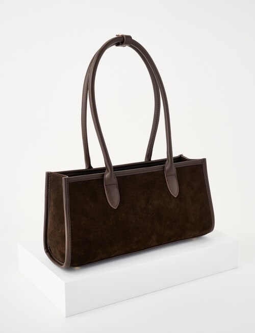 Whistle Long Handle Faux Suede Shopper Bag, Espresso product photo