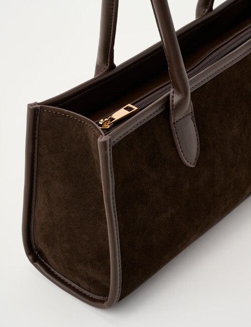Whistle Long Handle Faux Suede Shopper Bag, Espresso product photo View 05 L