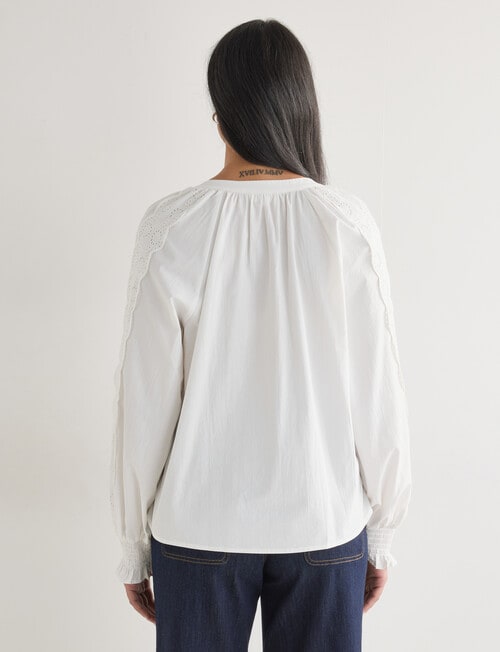Whistle Broderie Trim Top, White product photo View 02 L