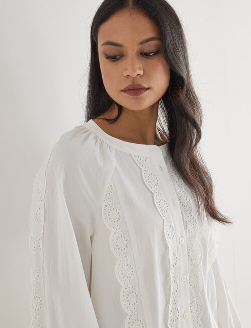 Whistle Broderie Trim Top, White product photo View 04 L