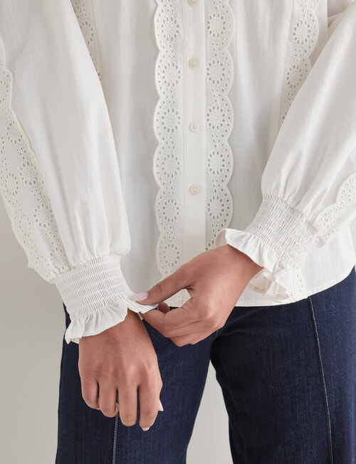 Whistle Broderie Trim Top, White product photo View 05 L