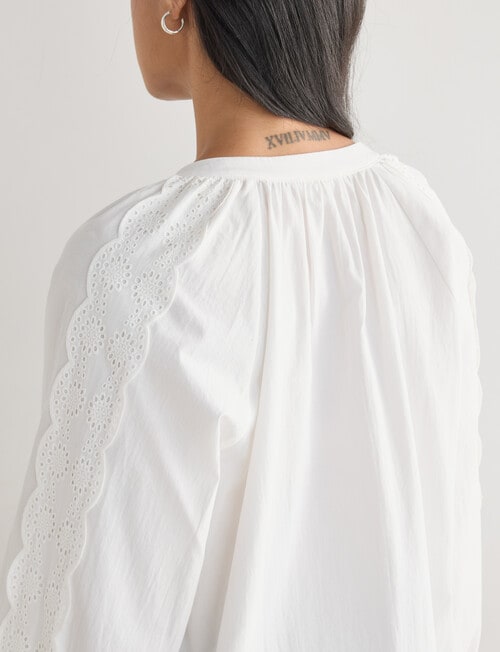 Whistle Broderie Trim Top, White product photo View 06 L