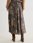 Whistle Crushed Satin Midi Skirt, Vintage Paisley product photo View 02 S