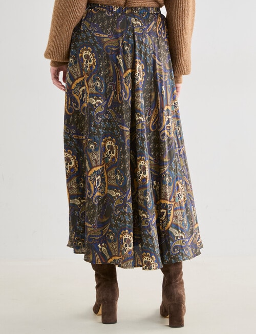 Whistle Crushed Satin Midi Skirt, Vintage Paisley product photo View 02 L