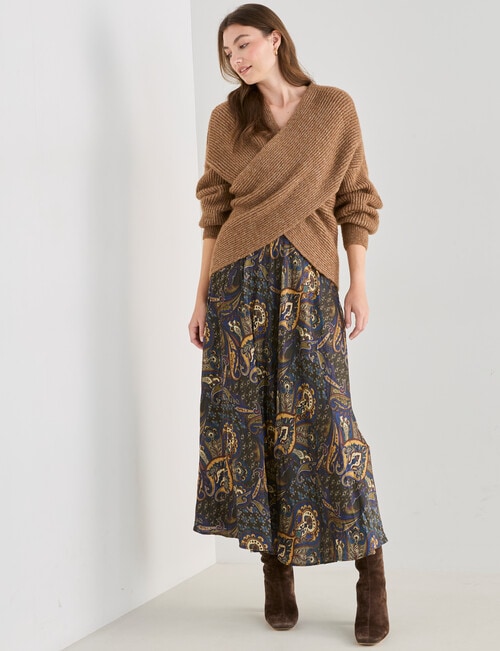 Whistle Crushed Satin Midi Skirt, Vintage Paisley product photo View 03 L