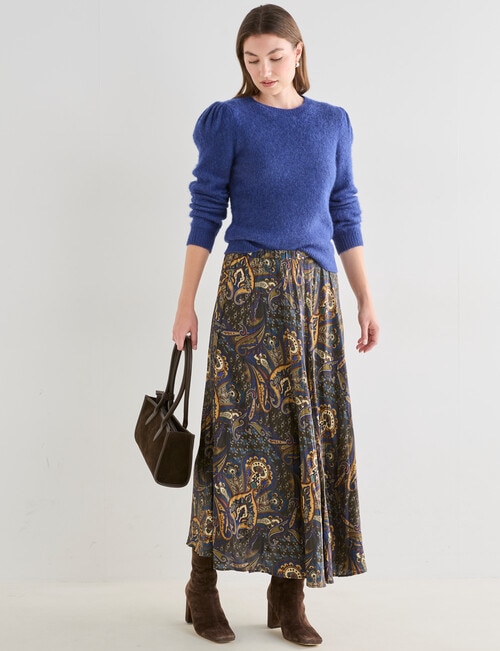 Whistle Crushed Satin Midi Skirt, Vintage Paisley product photo View 06 L