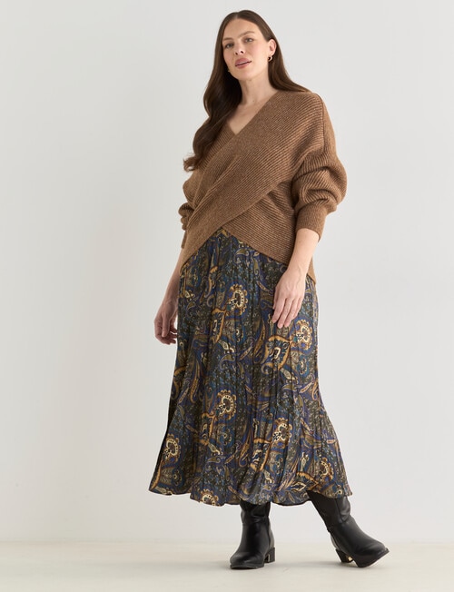 Whistle Crushed Satin Midi Skirt, Vintage Paisley product photo View 13 L