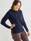 Line 7 Coaster Merino Hoodie, Navy & Cocoa Brown product photo