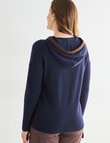 Line 7 Coaster Merino Hoodie, Navy & Cocoa Brown product photo View 02 S