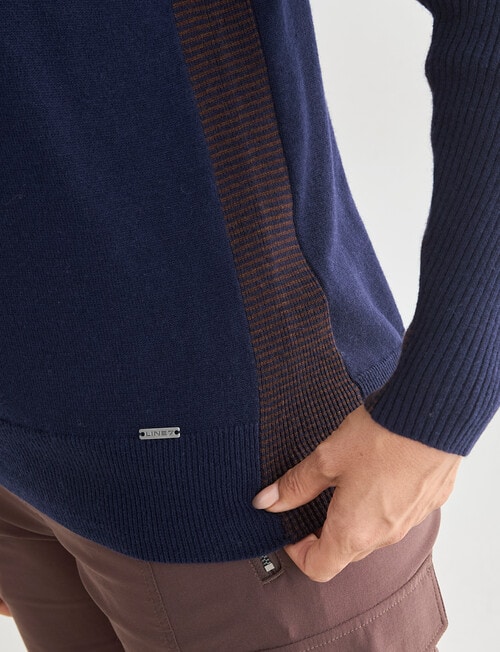 Line 7 Coaster Merino Hoodie, Navy & Cocoa Brown product photo View 04 L