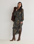 Whistle Long Sleeve Shirred Midi Dress, Vintage Paisley product photo