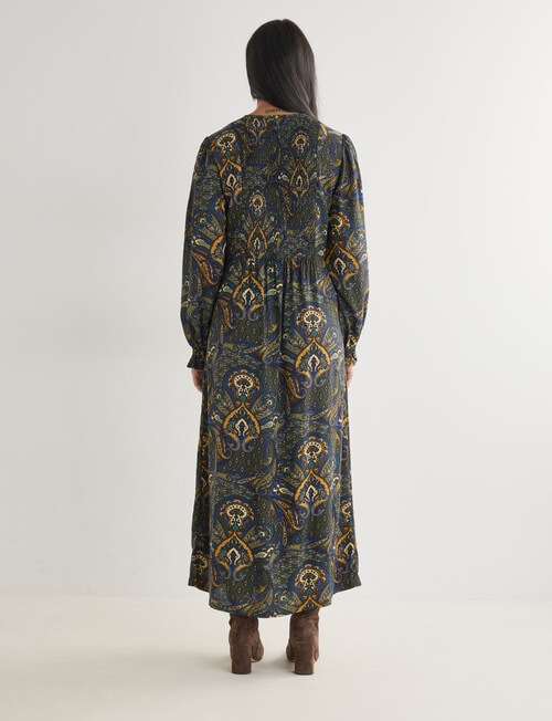 Whistle Long Sleeve Shirred Midi Dress, Vintage Paisley product photo View 02 L